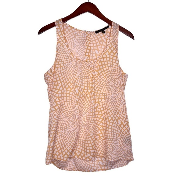 CYNTHIA STEFFE Zipper Back Sleeveless Top Size Medium in Orange and White Spiral - Picture 1 of 15
